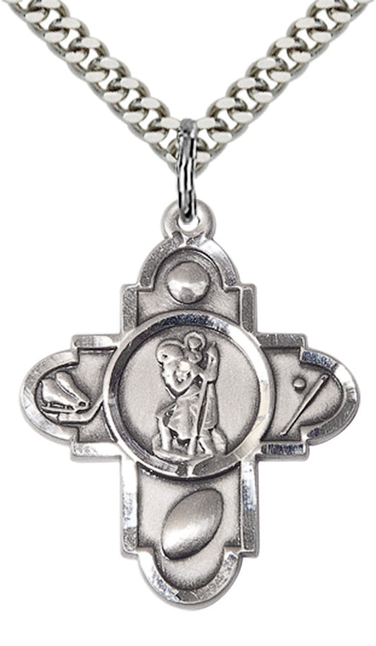 Sterling Silver St. Christopher 5-Way Pendant