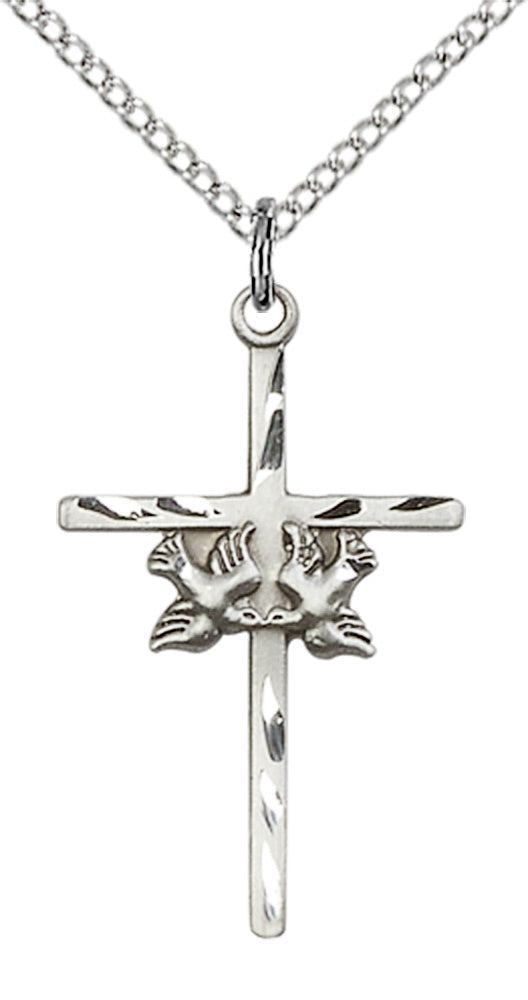 Sterling Silver Doves / Cross Pendant
