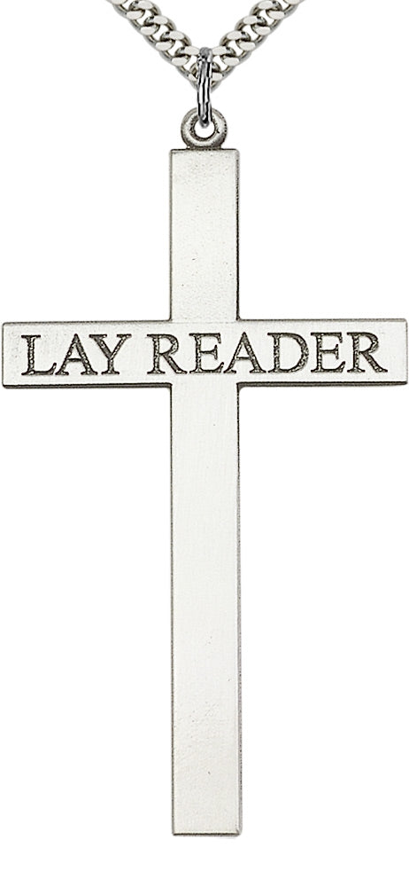 Sterling Silver Lay Reader Cross Pendant