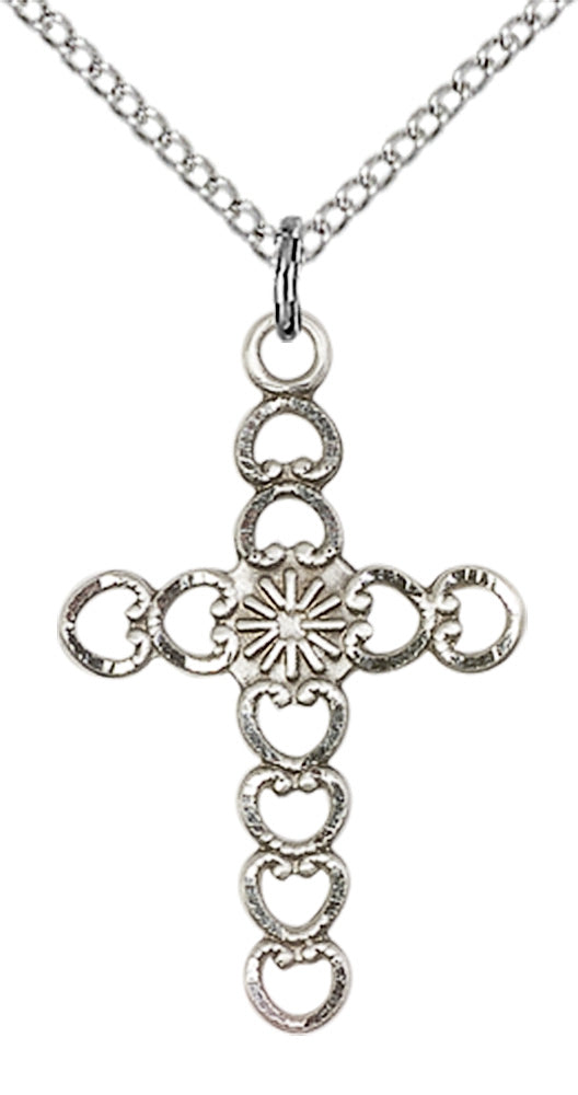 Sterling Silver Hearts w/Sunburst Pendant