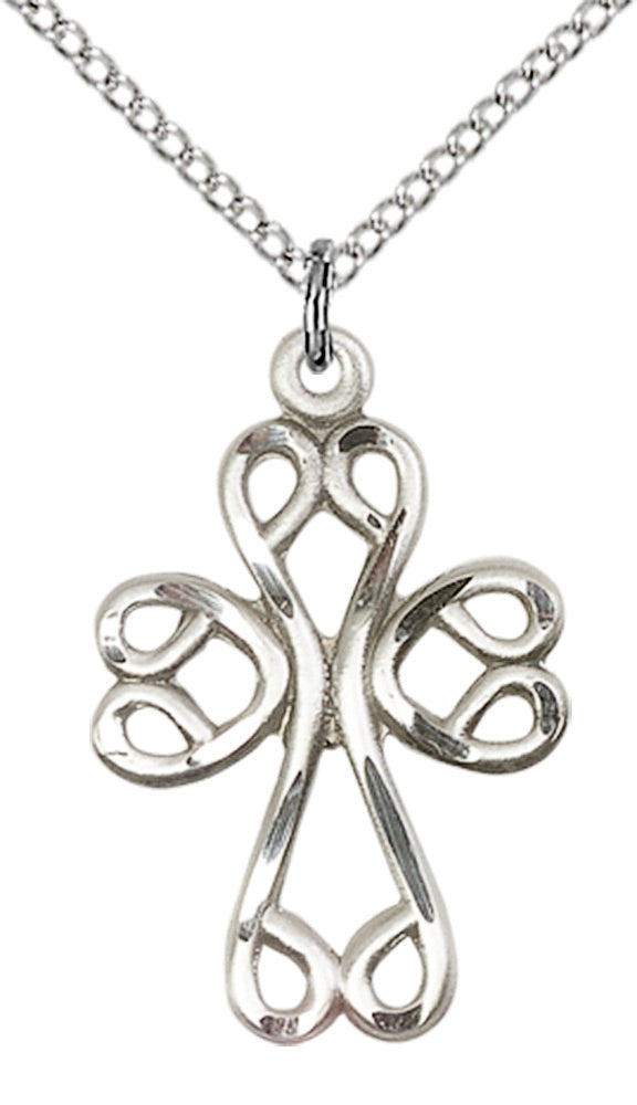 Sterling Silver Scroll Cross Pendant