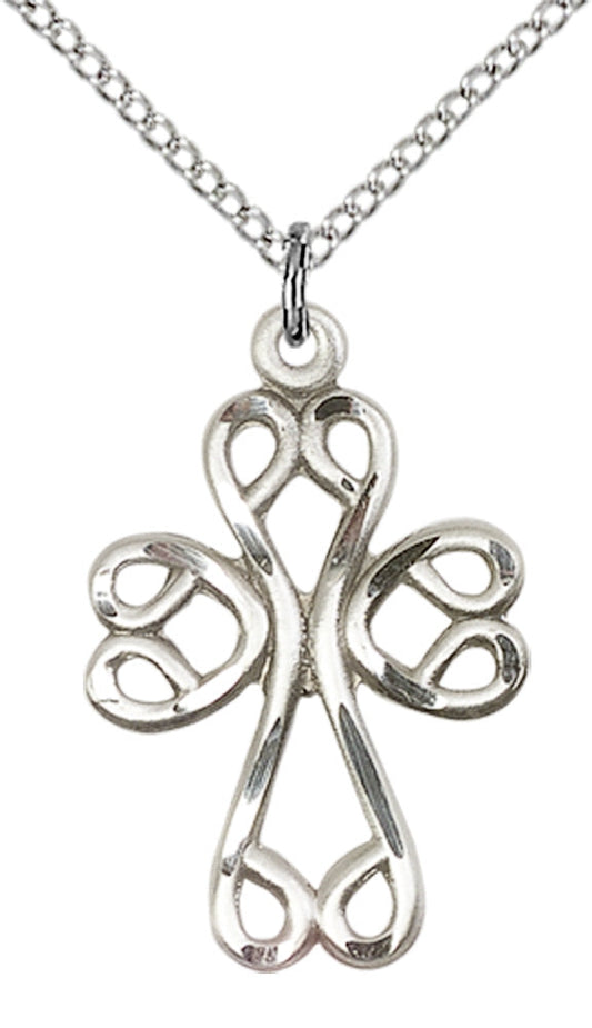 Sterling Silver Scroll Cross Pendant
