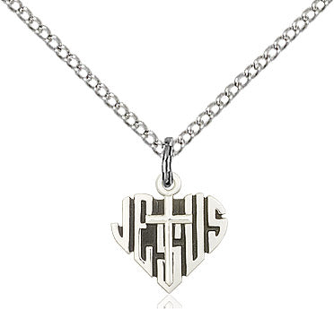 Sterling Silver Heart of Jesus / Cross Pendant