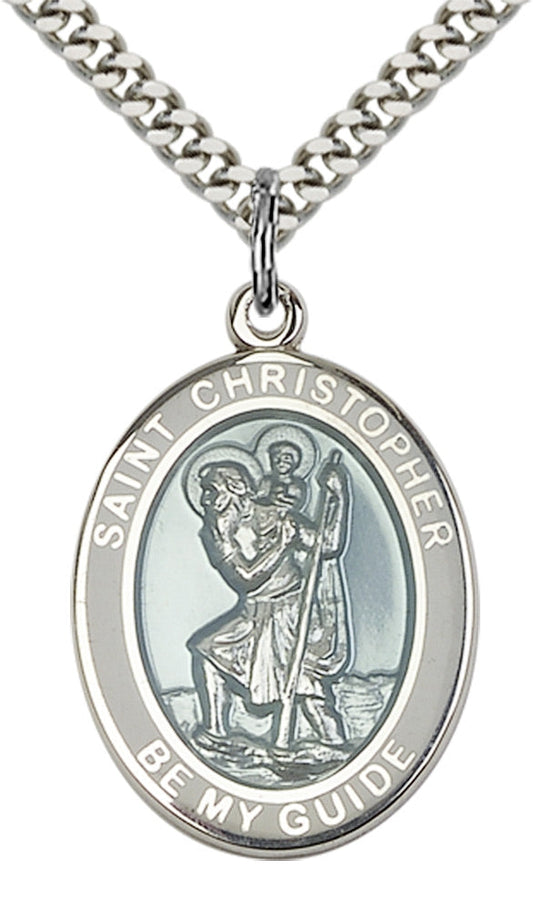 Sterling Silver St. Christopher White Border Penda