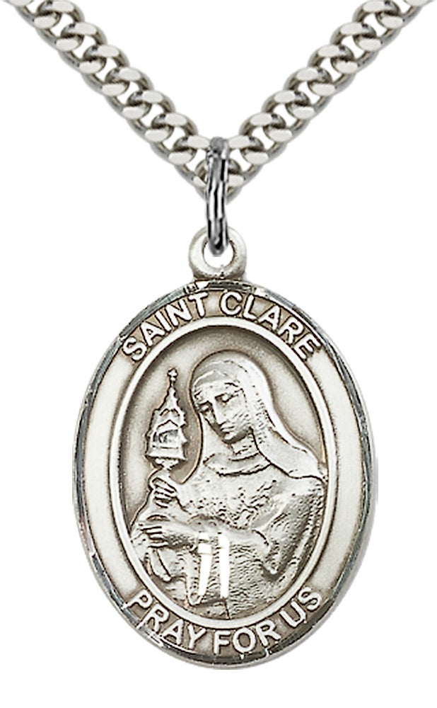 Sterling Silver St. Clare of Assisi Pendant