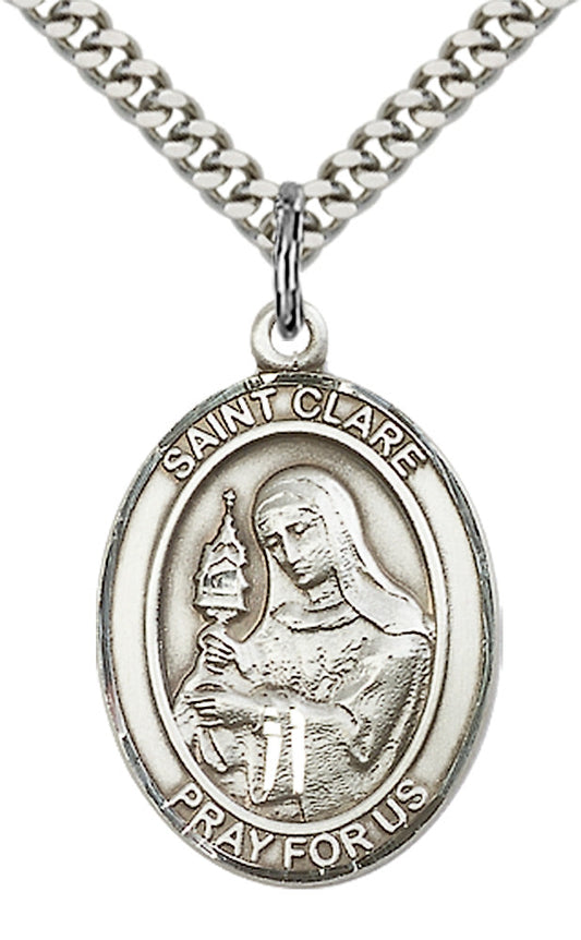 Sterling Silver St. Clare of Assisi Pendant