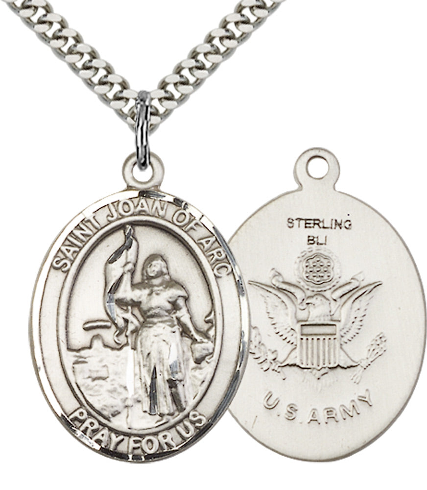 Sterling Silver St. Joan of Arc / Army Pendant