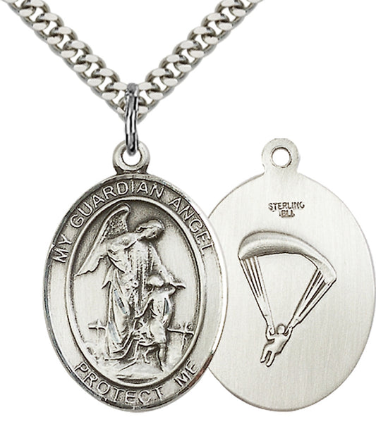 Sterling Silver Guardian Angel/Paratrooper Pendant