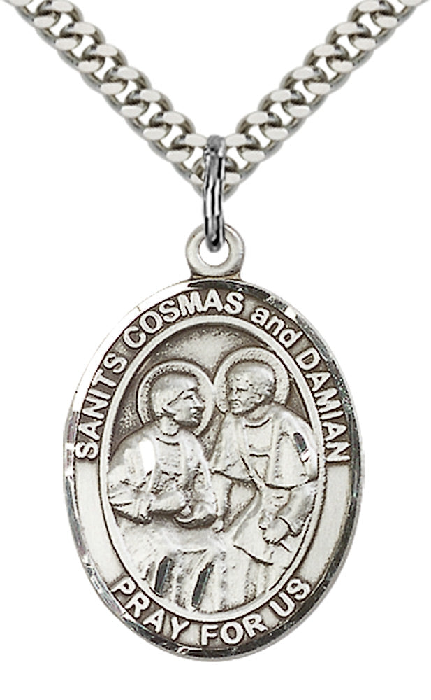 Sterling Silver Sts. Cosmas & Damian Pendant