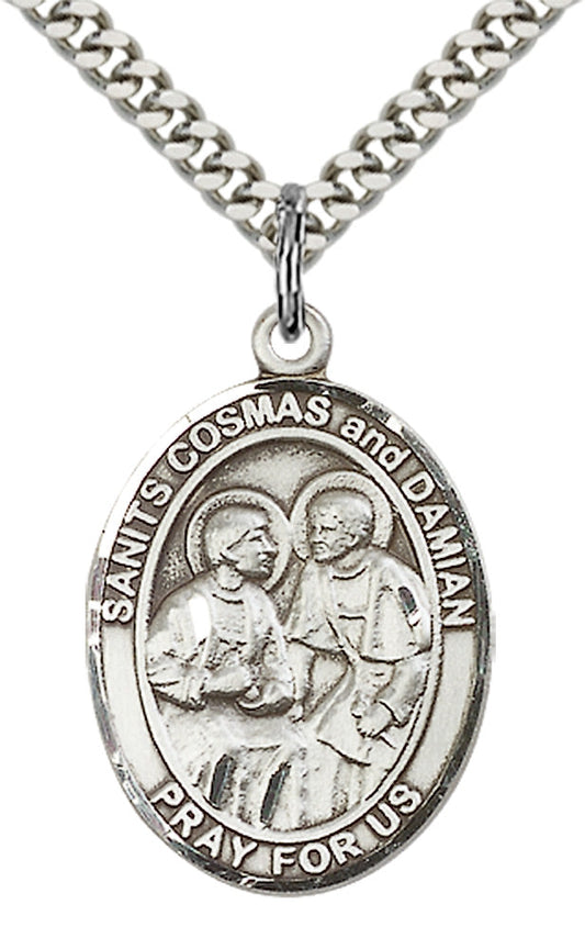 Sterling Silver Sts. Cosmas & Damian Pendant