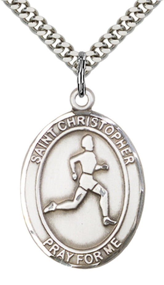 Sterling Silver St. Christopher/Track&Field Pendan