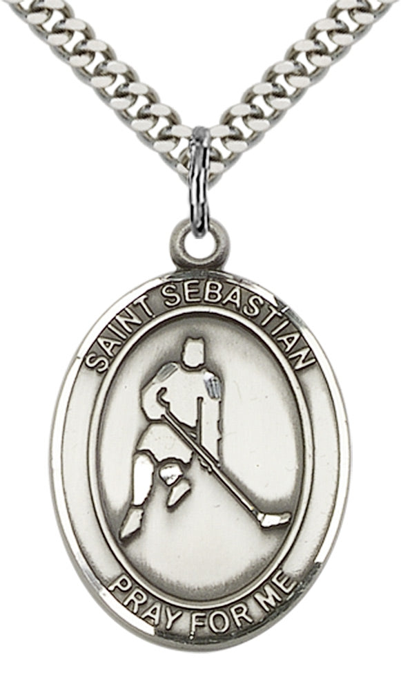 Sterling Silver St. Sebastian/Ice Hockey Pendant