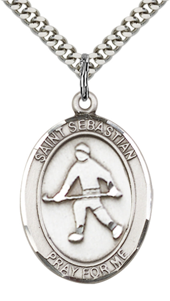 Sterling Silver St. Sebastian / Hockey Pendant