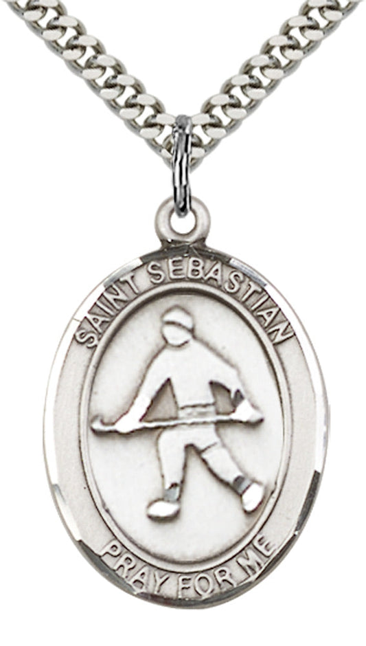 Sterling Silver St. Sebastian / Hockey Pendant