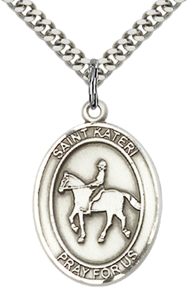 Sterling Silver St. Kateri / Equestrian Pendant