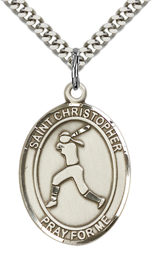 Sterling Silver St. Sebastian / Softball Pendant