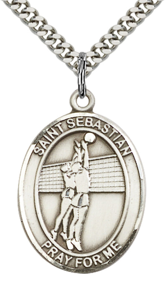 Sterling Silver St. Sebastian / Volleyball Pendant