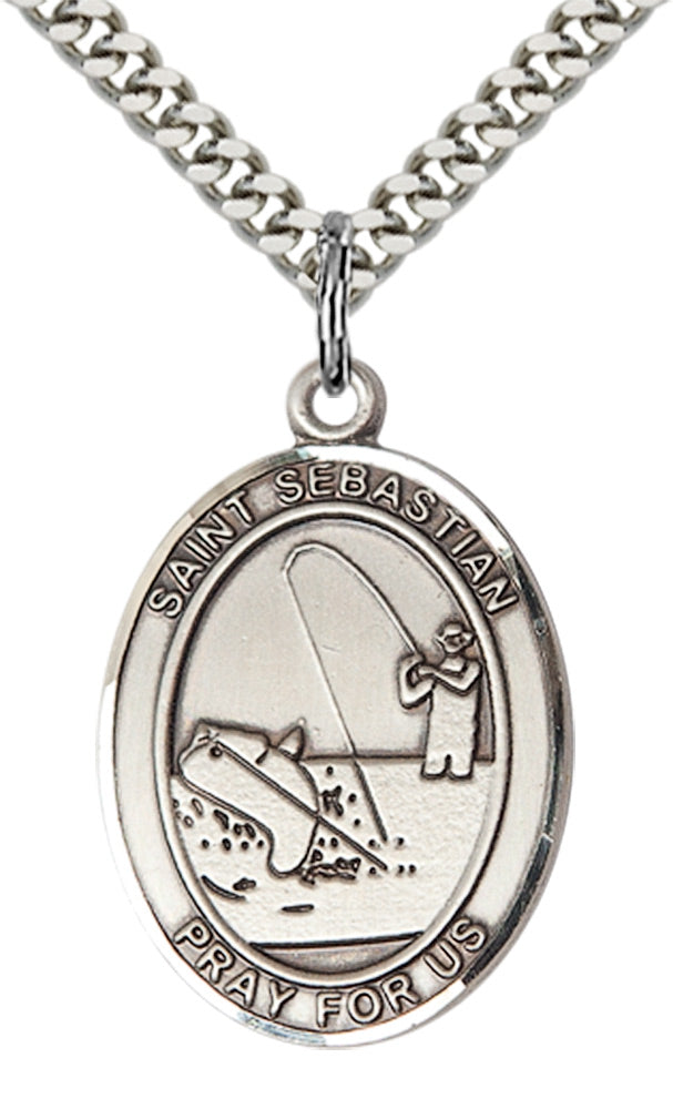 Sterling Silver St. Sebastian / Fishing Pendant