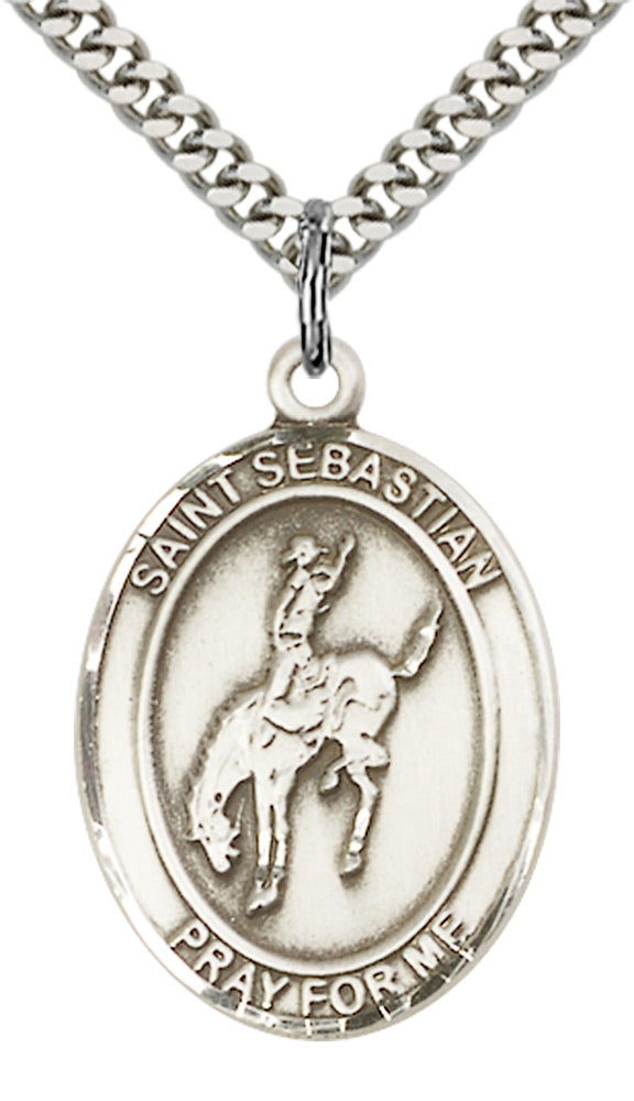 Sterling Silver St. Sebastian / Rodeo Pendant