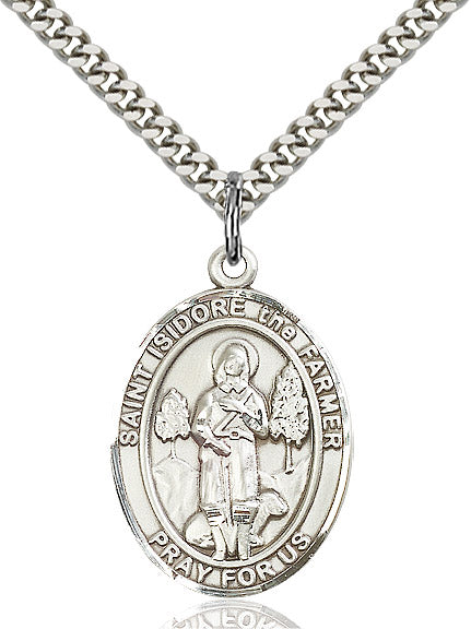 Sterling Silver St. Isidore the Farmer Pendant
