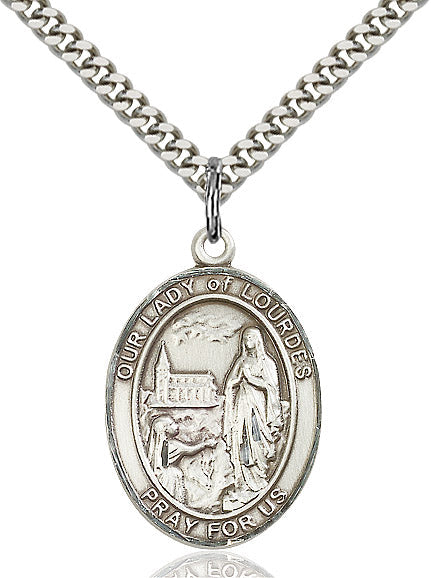 Sterling Silver O/L of Lourdes Pendant