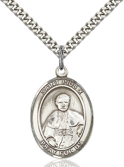 Sterling Silver St. Pius X Pendant
