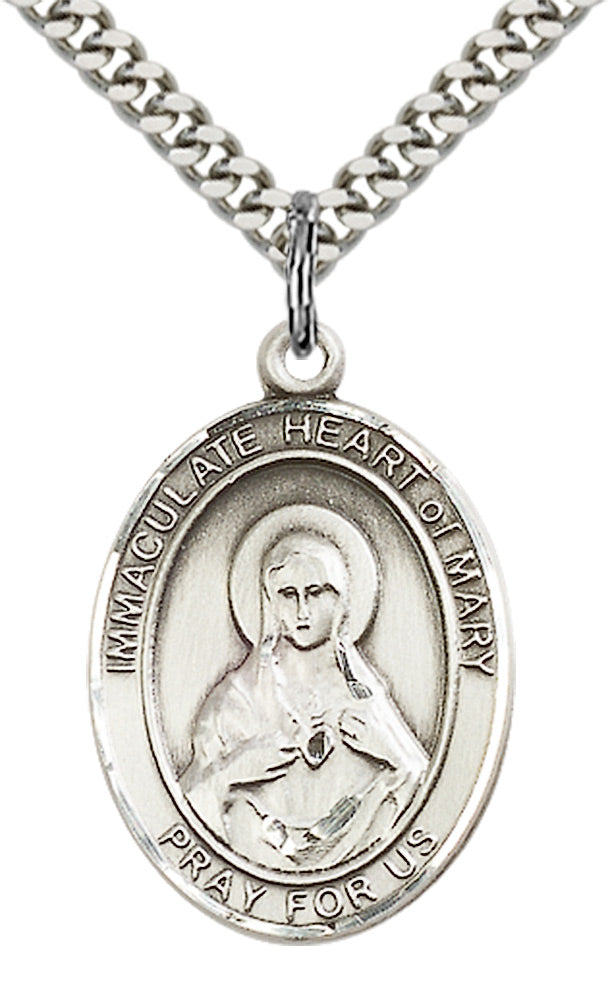 Sterling Silver Immaculate Heart of Mary Pendant