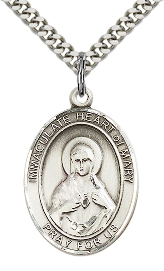 Sterling Silver Immaculate Heart of Mary Pendant