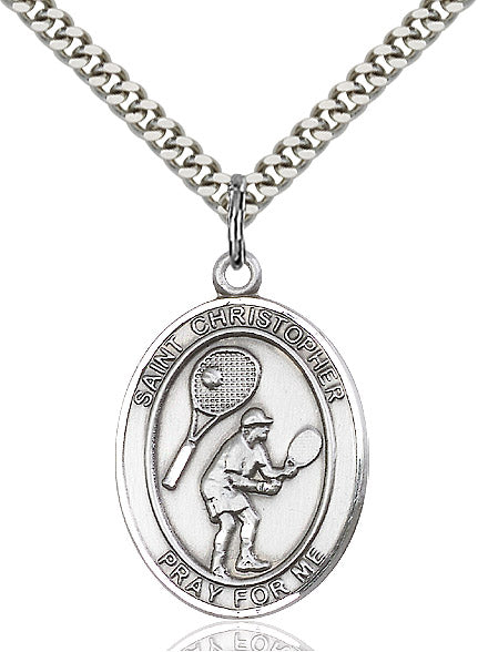 Sterling Silver St. Christopher/Tennis Pendant