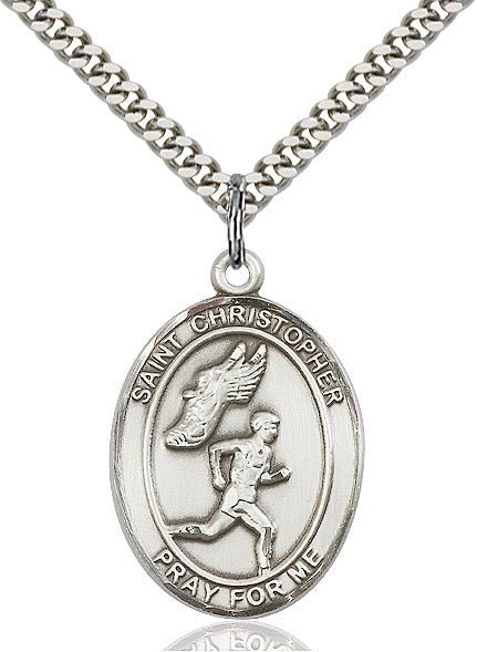 Sterling Silver St. Christopher/Track&Field Men Pe
