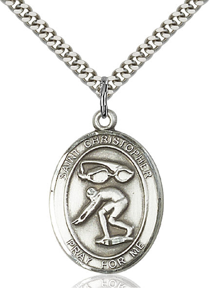 Sterling Silver St. Christopher/Swimming Pendant
