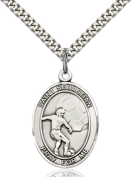 Sterling Silver St. Sebastian / Soccer Pendant