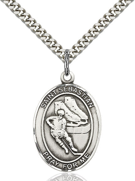 Sterling Silver St. Sebastian / Hockey Pendant
