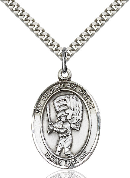 Sterling Silver Guardian Angel/Baseball Pendant