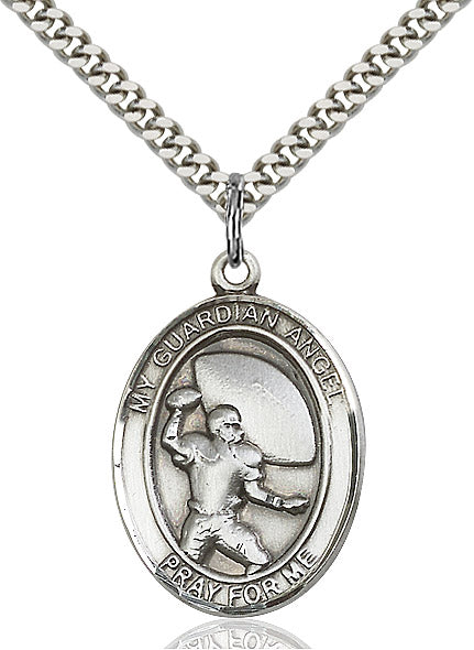 Sterling Silver Guardian Angel/Football Pendant