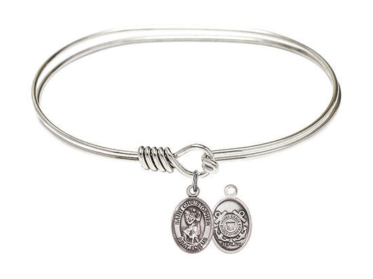 Saint Christopher/Coast Guard Bangle Sterling Silver