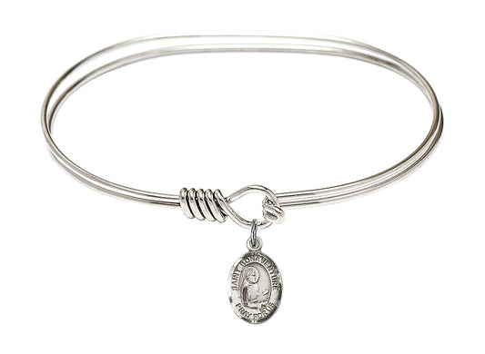 Saint Bonaventure Sterling Silver Charm on a 7 inch Oval Eye Hook Rhodium Bangle Bracelet