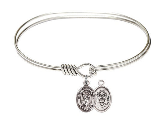 Saint Christopher / Army Bangle Sterling Silver