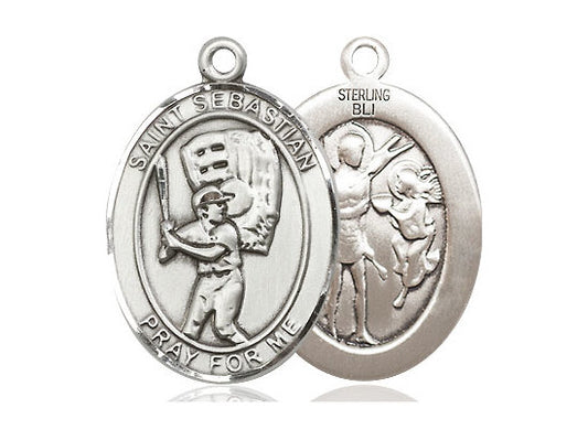 St Sebastian Baseball Sterling Silver Pendant Only