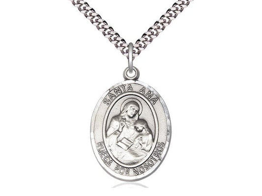 Santa Ana Sterling Silver Pendant on a 24 inch Light Rhodium Heavy Curb Chain.