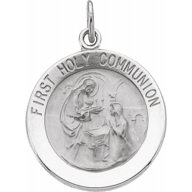 White 18 mm First Communion Medal