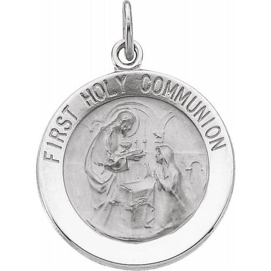 White 18 mm First Communion Medal