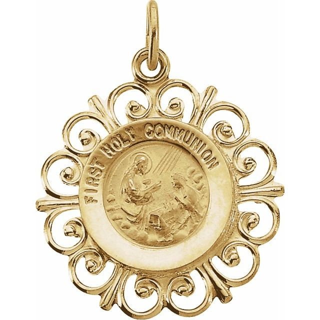 Yellow 20x18.5 mm First Holy Communion Medal
