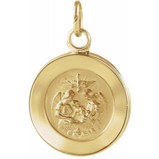 Yellow 15 mm Round Baptismal Pendant Medal