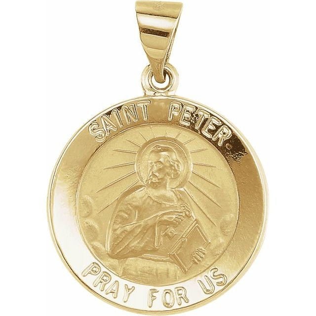 Yellow 18 mm Round Hollow St. Peter Medal