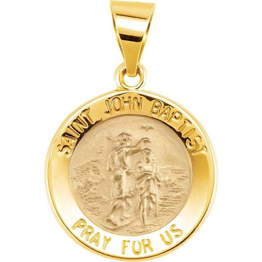 Yellow 15 mm Round Hollow John the Baptist Medal