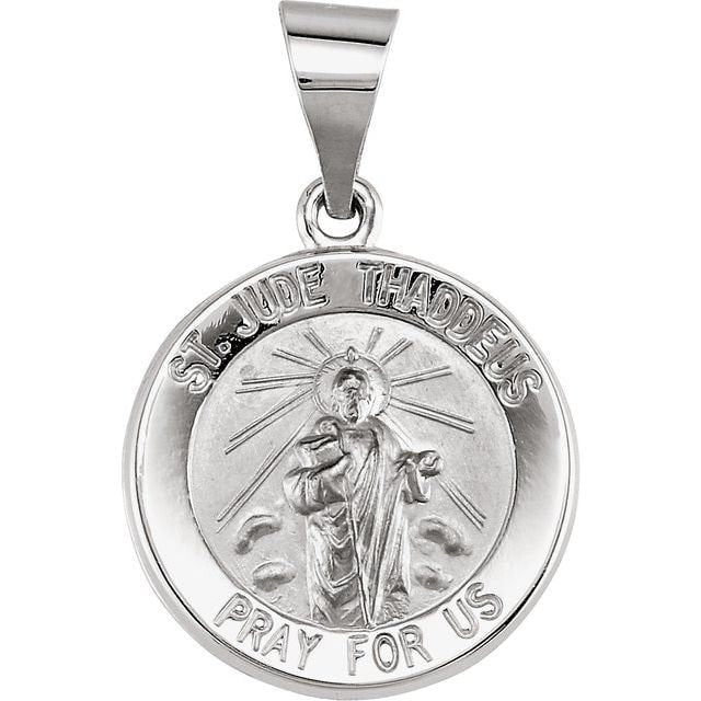 White 15 mm Round Hollow St. Jude Medal