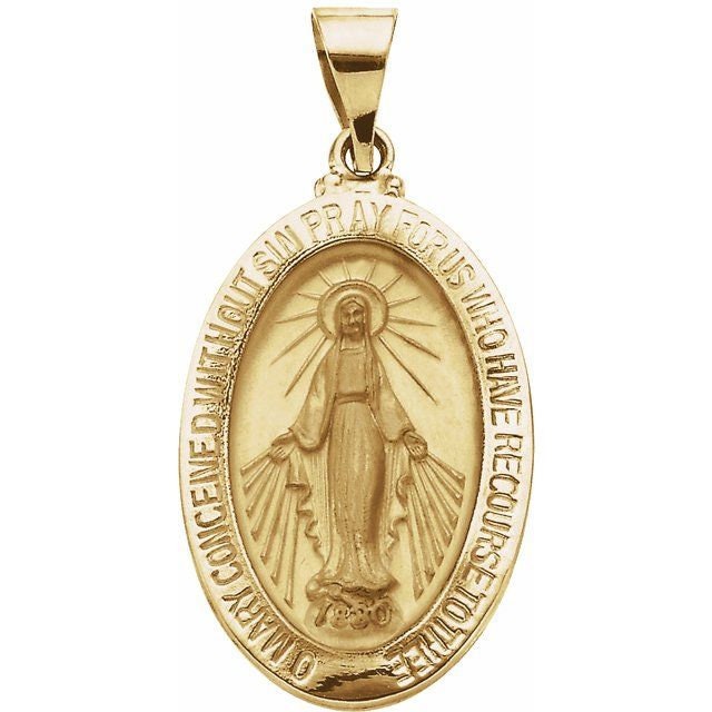 Yellow 23x16 mm Oval Hollow Religious  Medal