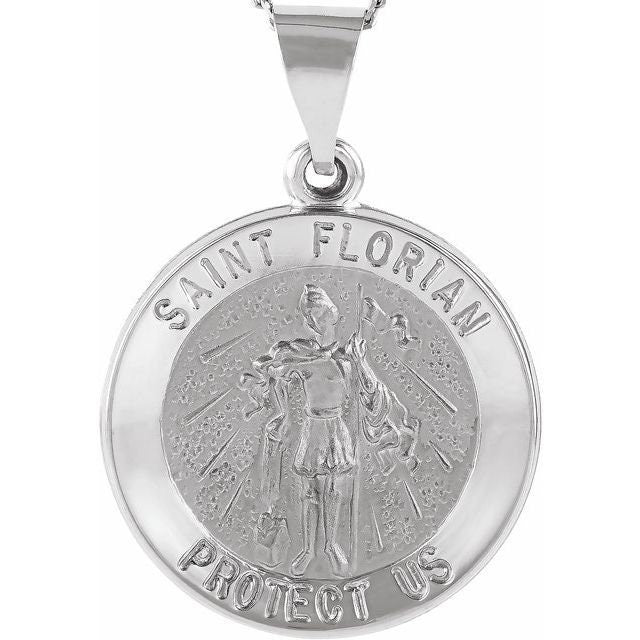 White 18 mm Round Hollow St. Florian Medal