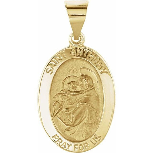 Yellow 23x16 mm Oval Hollow St. Anthony Medal